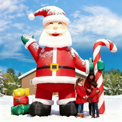 20ft Giant Inflatable Santa Claus For Christmas With Gift Box & Candy Canes, (480w Blower Build In), Blow Up Large Outside Santa For Yard Lawn Holiday Xmas Party Decorations