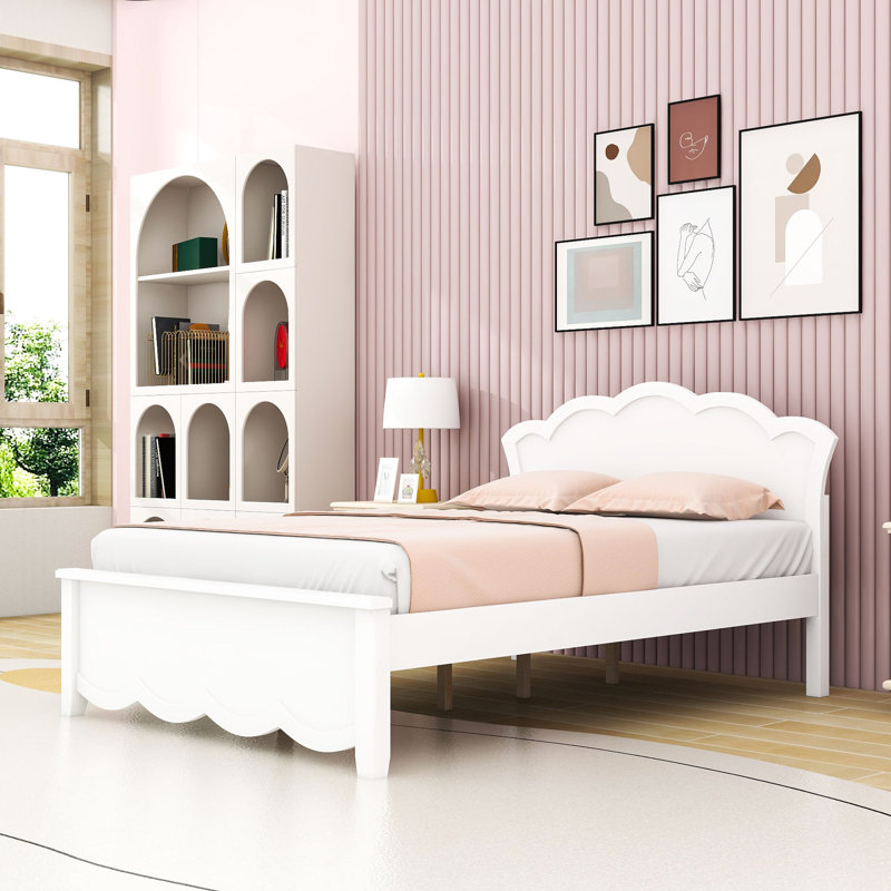 Lit plateforme en bois avec tête de lit, Lit double