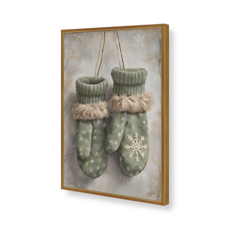 «Winter Mittens» par Jo Moulton, reproduction d'art sur toile, H 17,5 po x l 13,5 po, Doré