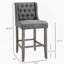 Ensemble de 2 tabourets de bar à hauteur de comptoir 26,25 po, capitonnés et sans accoudoirs avec pieds en bois d'hévéa, gris