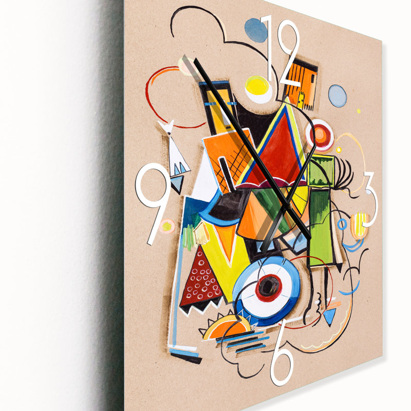 Horloge murale moderne Compositions géométriques colorées I, Moyen
