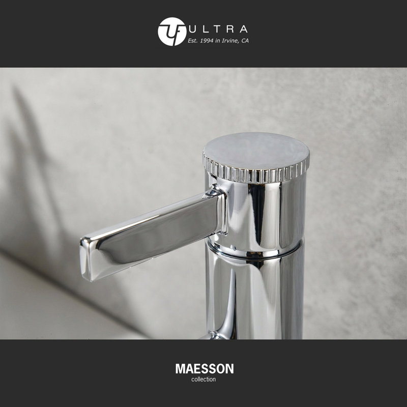 Maesson Collection Single-Handle Deckmount Lavatory Bathroom Faucet with Drain Assembly - Chrome Polished, Chrome Polished 