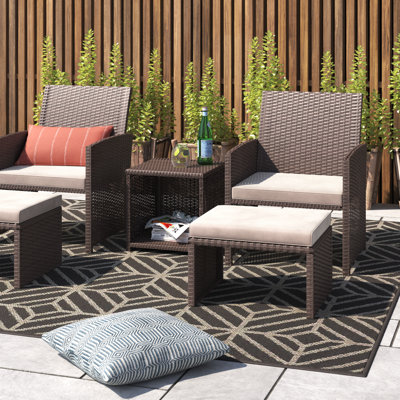 Rand 5 Piece Rattan Seating Group with Cushions