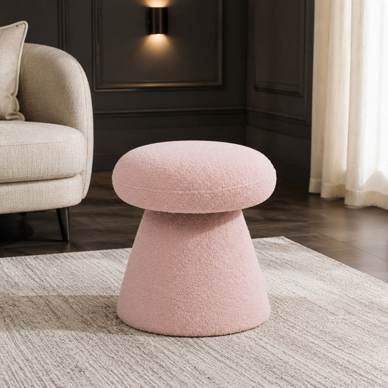 Repose-pieds pivotant rembourré en tissu Mushroom Teddy