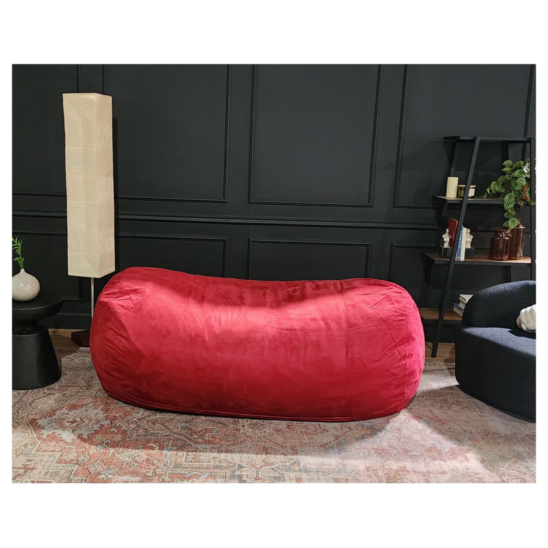 Fauteuil à billes cylindrique en microfibre Jasper Traditional de 8 pieds - rouge avec housse lavable et rembourrage en mousse haute densité