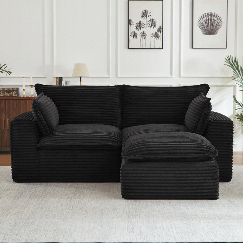 Canapé avec repose-pieds Boneless, Noir