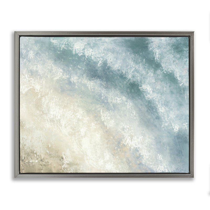  Art mural sur toile flottant par A: "Foamy Waves" par J: L Design, H 25 po x l 31 po, Cadre flottant gris lustré