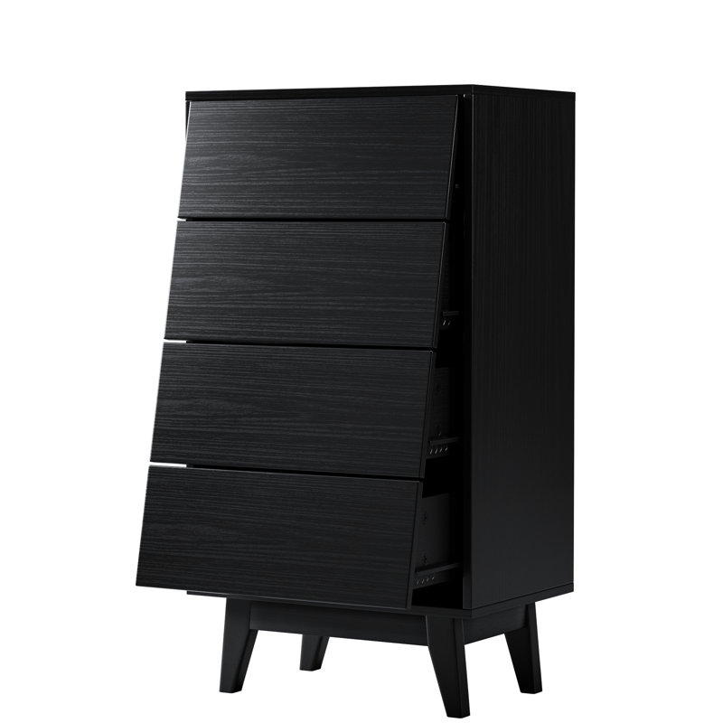 Commode 4 tiroirs en noir - Fabrication solide pour commode de longévité