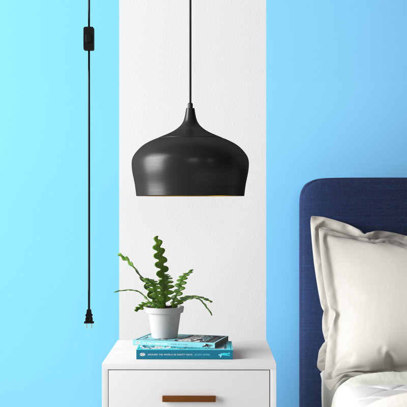 Luminaire suspendu en forme de dôme à 1 lumière Hallenceck, Blanc