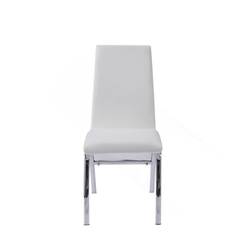 Ensemble de 2 chaises d'appoint en cuir synthétique et finition chromée Pervis, Blanc