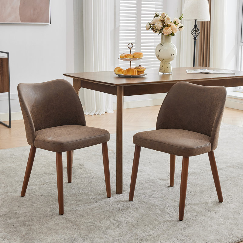 Ensemble de 2 chaises de salle à manger modernes, revêtues de lin, pieds en bois