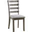 2 chaises d'appoint de salle à manger grises 2 pièces, dossier, siège en tissu rembourré, rustique brossé à 2 fils, placage de bois