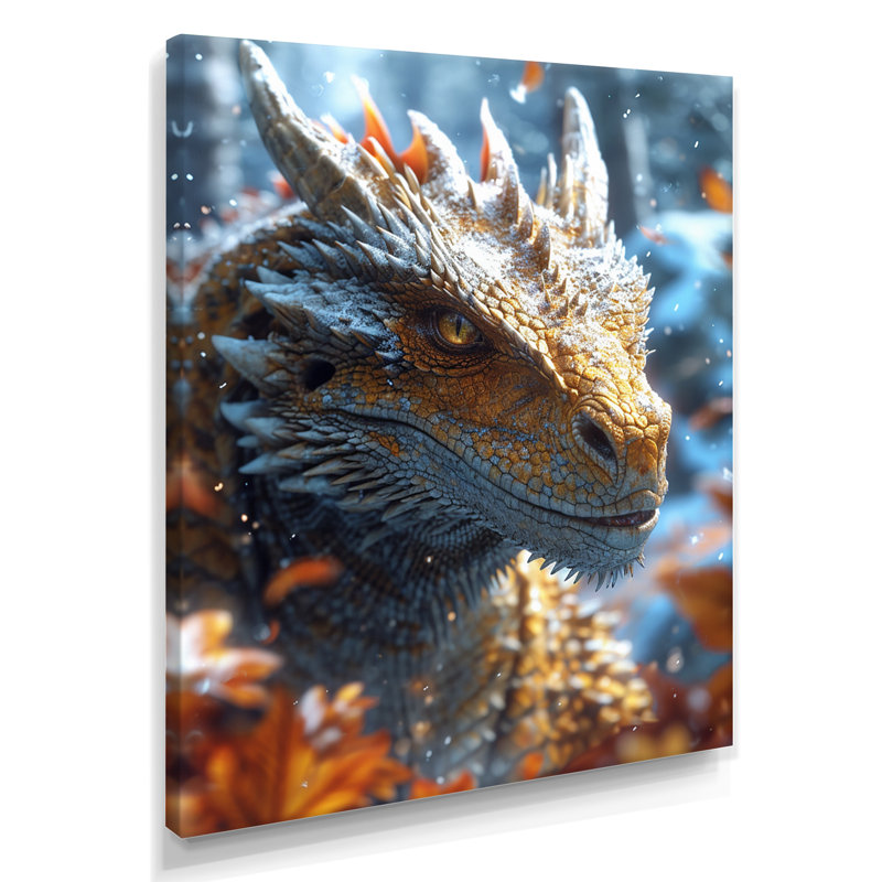 «Majestic Dragon Fantasy Portrait - Dragons», reproduction d'art murale, Toile tendue, H 44 po x l 34 po x P 1,5 po
