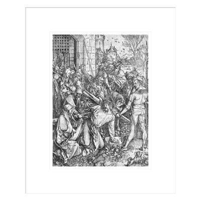 Le transport de la croix (gravure sur bois) (photo noir et blanc) par Albrecht Dürer - estampe numérique