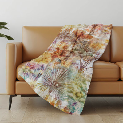 Addison Machine Washable Sherpa Palms Throw Blanket