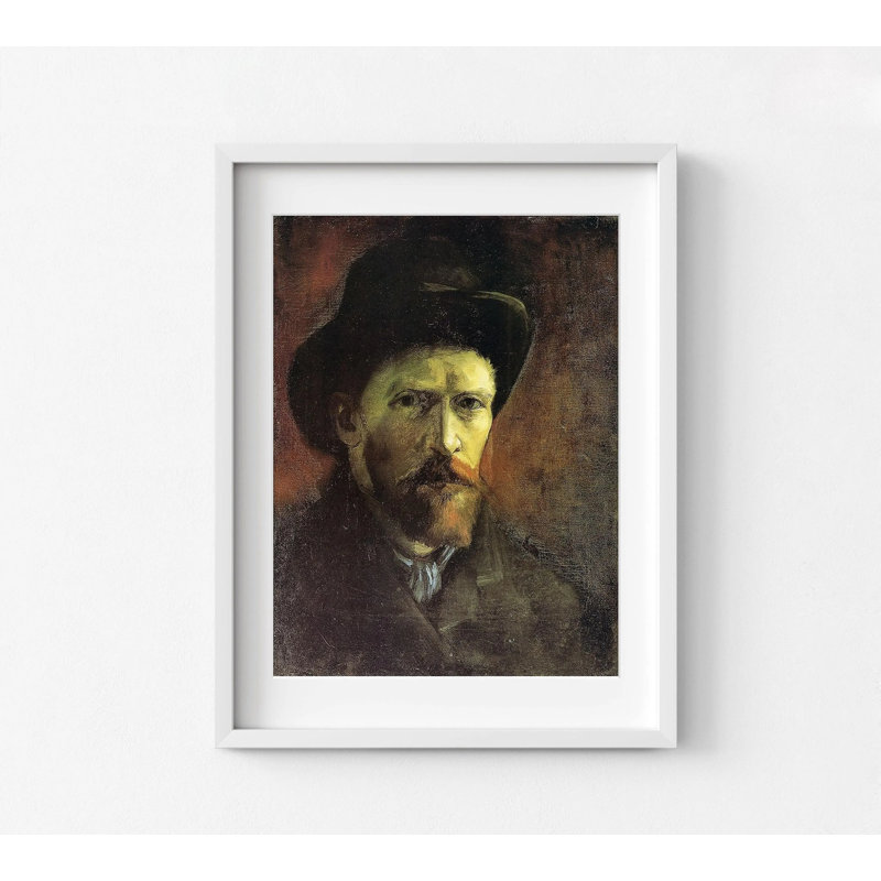 «Keshawn Self Portrait Dark Felt Hat» par Vincent Van Gogh, impression de chapeau noir, impression d'autoportrait de Van Gogh, impression de peintures classiques, décor d'artiste