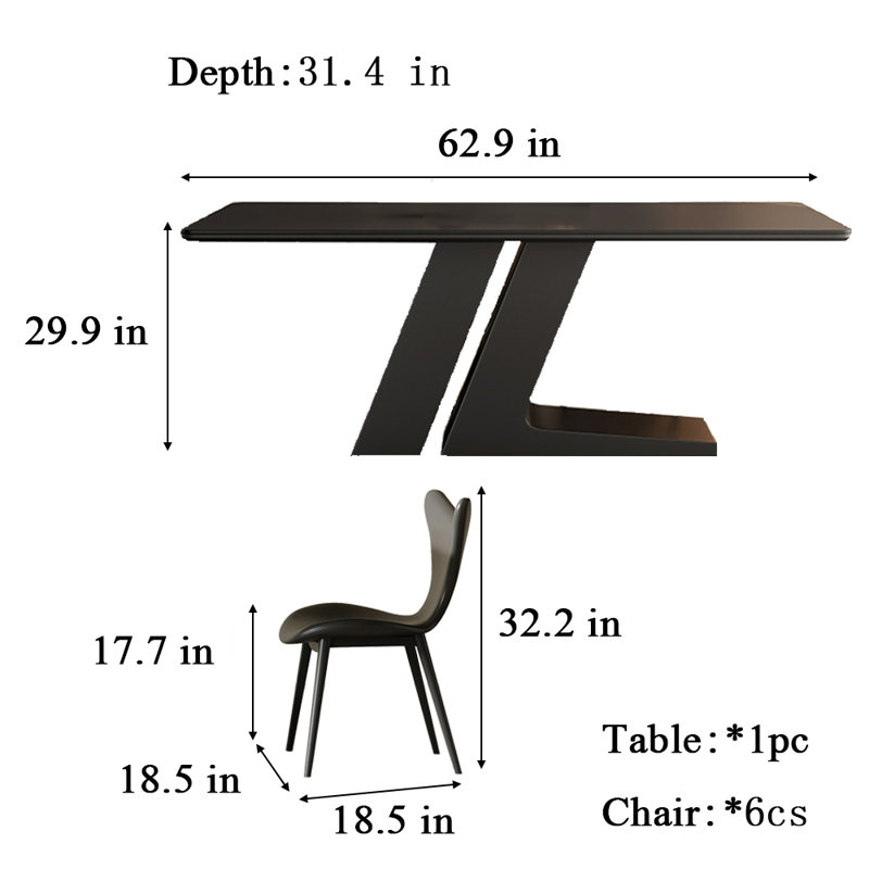 Combinaison de table et de chaises Jacovian Black Rock, H 29,9 po x L 62,9 po x l 31,4 po