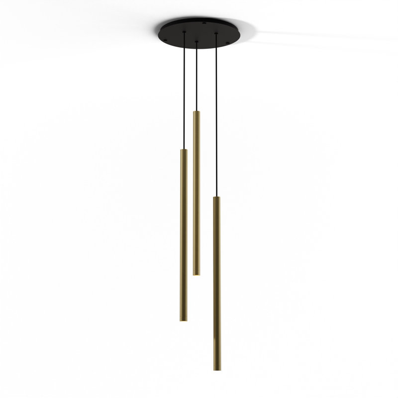 3 - Light LED Pendant, Brass