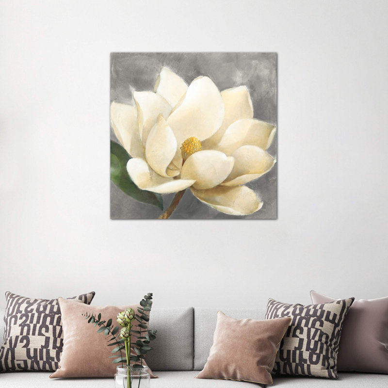 Magnolia Blossom On Gray by Albena Hristova - Wrapped Canvas Painting, 93.98 cm H x 93.98 cm W x 1.91 cm D