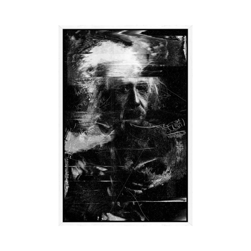 Einstein by Nicebleed - Print on Canvas, White Framed, 66.04cm H x 45.72cm W x 3.81cm D