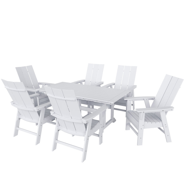 Joubert 6 - Person Patio Dining Set with Rectangular Table, White
