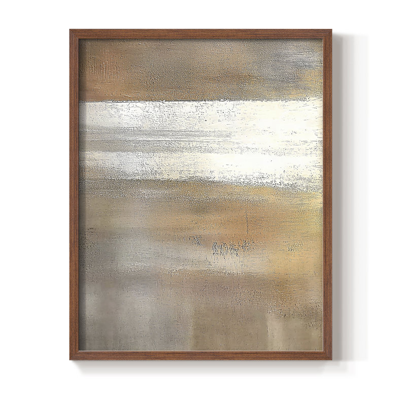 Abstrait, encadré, prêt à accrocher , H 14 po x l 11 po, Brun