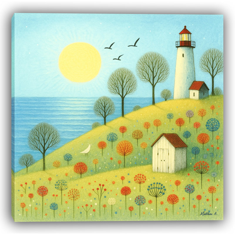 «Golden Light by the Sea», art mural sur toile tendue, H 20 po x l 20 po
