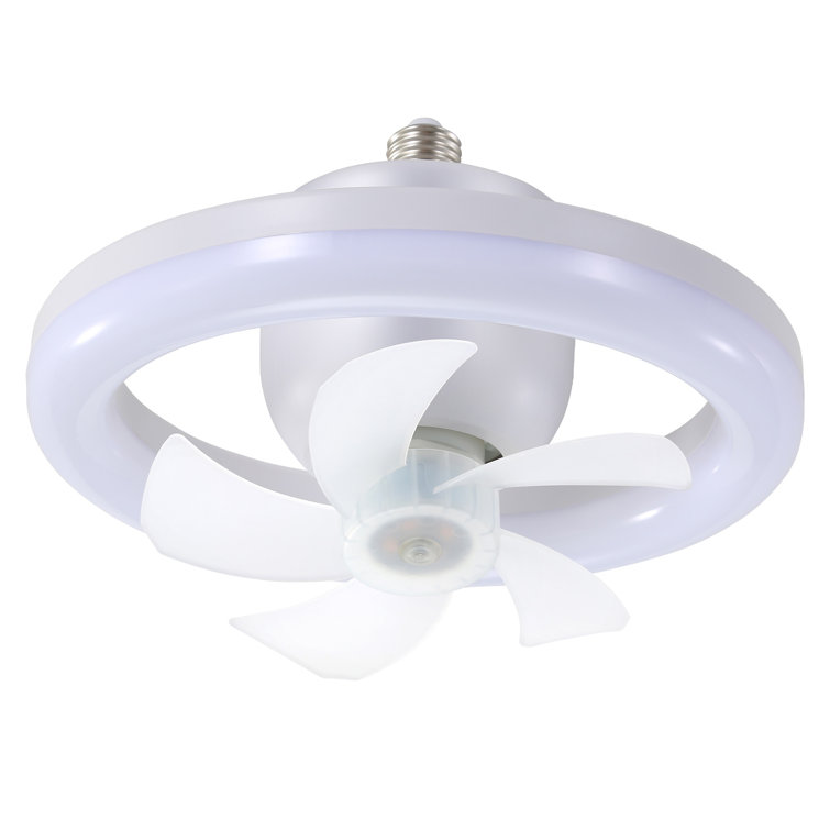 Compact 10-Inch Socket Ceiling Fan With Light, 360° Rotating Blades, Remote Control & Dimmable 3-Color LED Lighting