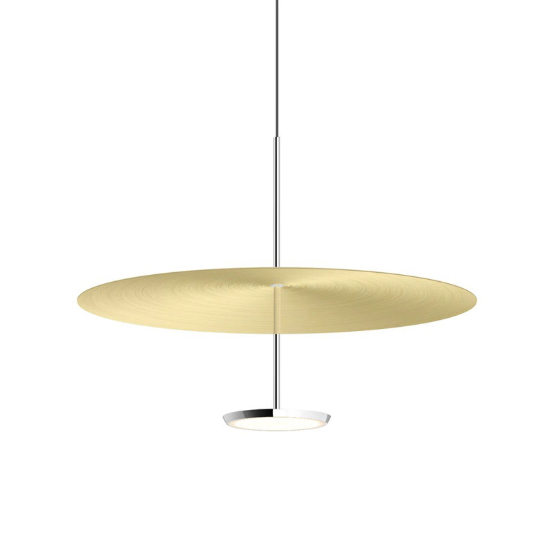 Sky Dome 1 - Light LED Pendant, 17.5" H x 24" W x 24" D, Brushed Brass, Polished Aluminum