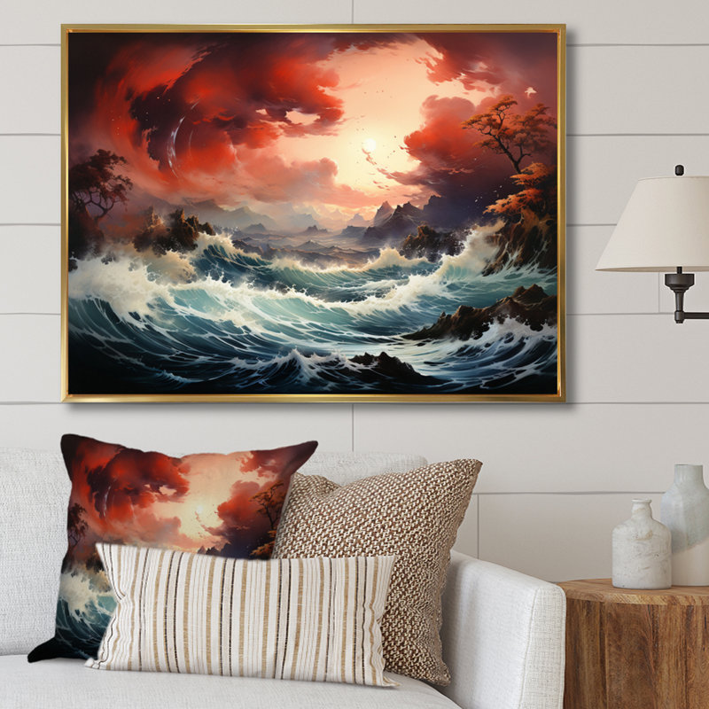 Rosscott Storm Power In Motion II sur impression sur toile, H 30 po x l 40 po x P 1,5 po, Cadre flottant doré