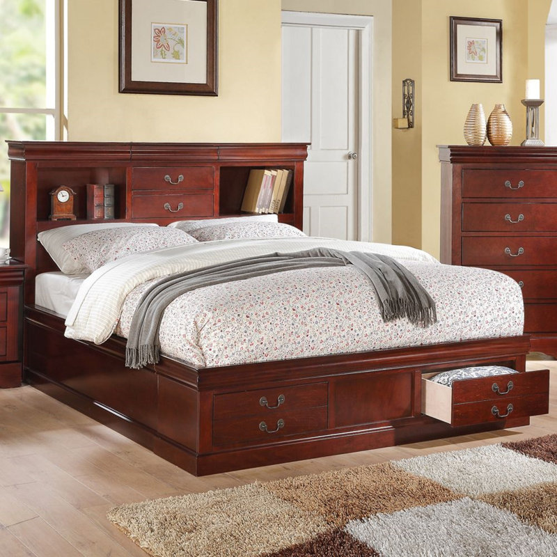 Louis Philippe III Bookcase Bed, Queen, Gray