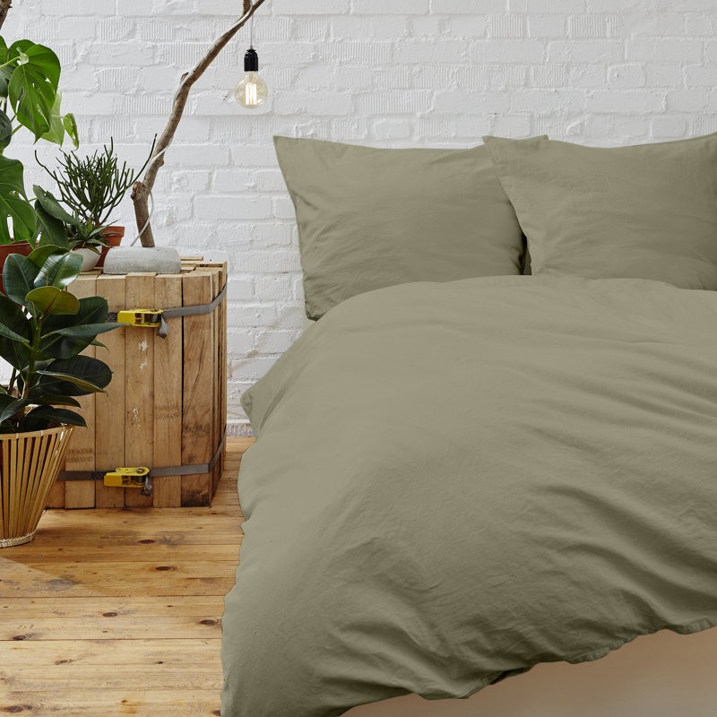 Flatweave Duvet Cover, Full/Queen Duvet Cover + 2 Standard Shams, Sage
