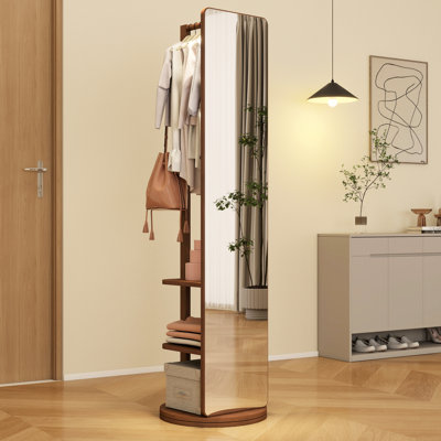 Miroir en noyer de 19,6 po x 68,8 po, avec bois massif, bois d'hévéa et verre - ajoute du luxe à la maison