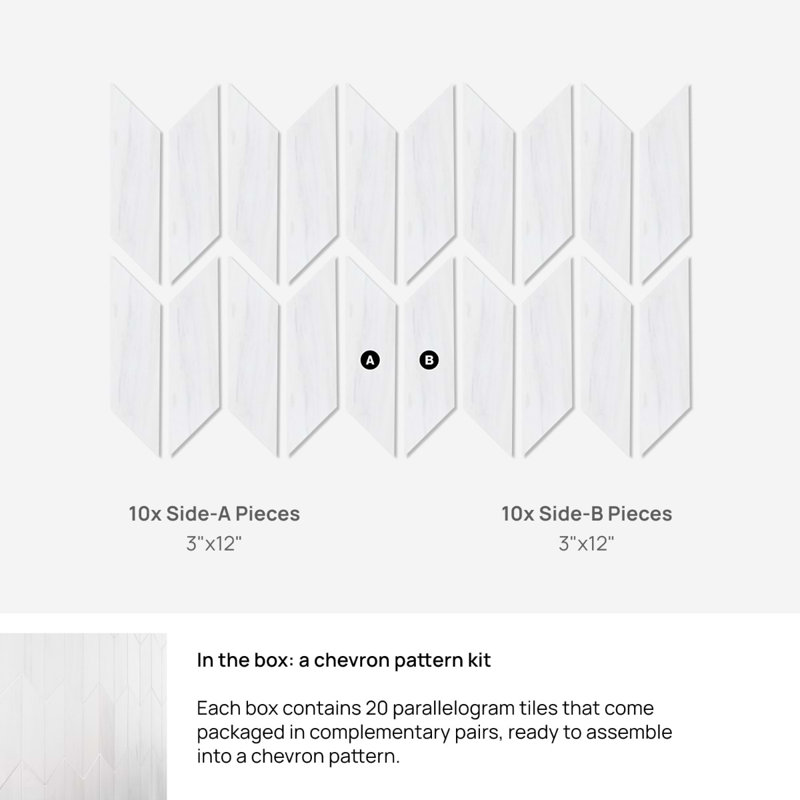Bianco Dolomite 3x12 Chevron Honed Marble Tile