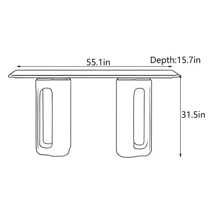 Console Italian Minimalist, H 31,5 po x l 55,1 po x P 15,7 po