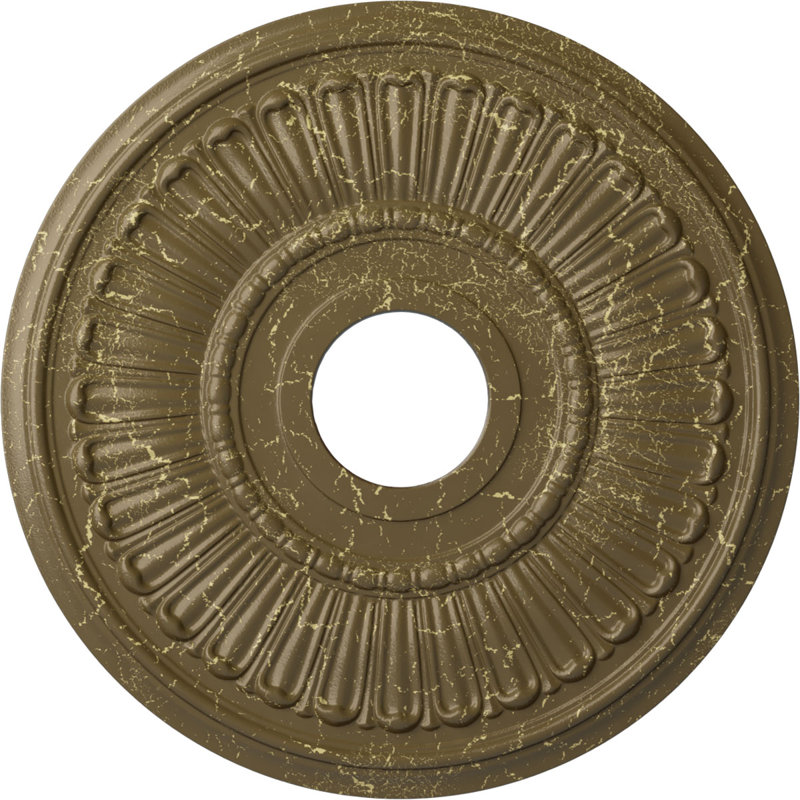 Médaillon de plafond Endurathane Melonie, DO 16 po x P 3 5/8 po x P 3/4 po (convient aux auvents jusqu'à 6 3/8 po), fini craquelé de boue Mississippi peint à la main