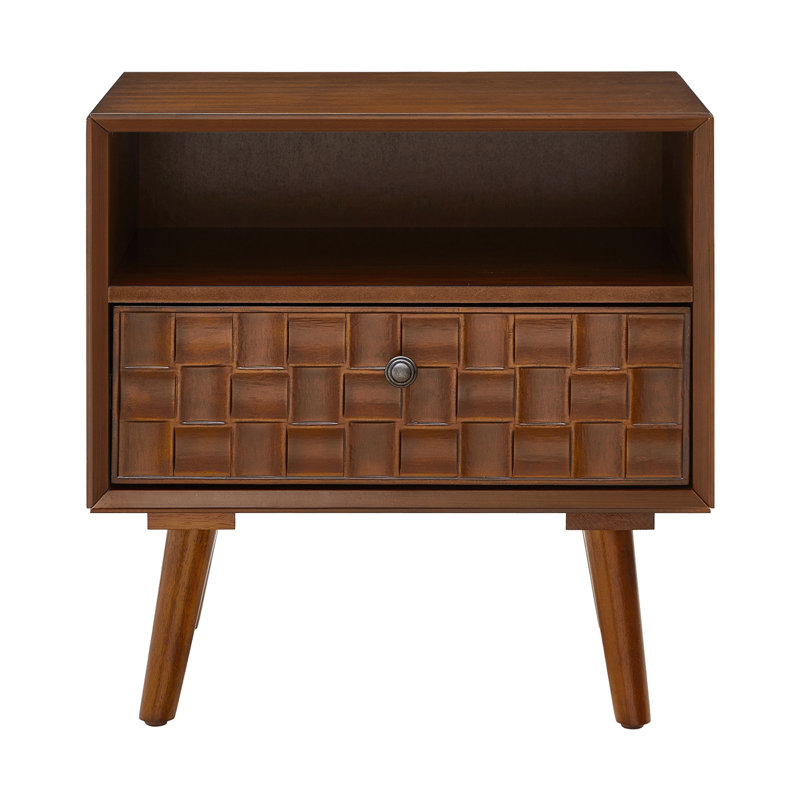 Table de chevet 22 po Mid-Century Modern, Noyer