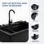 Évier utilitaire 29 gallons noir avec pieds en métal et robinet en acier inoxydable-137899777