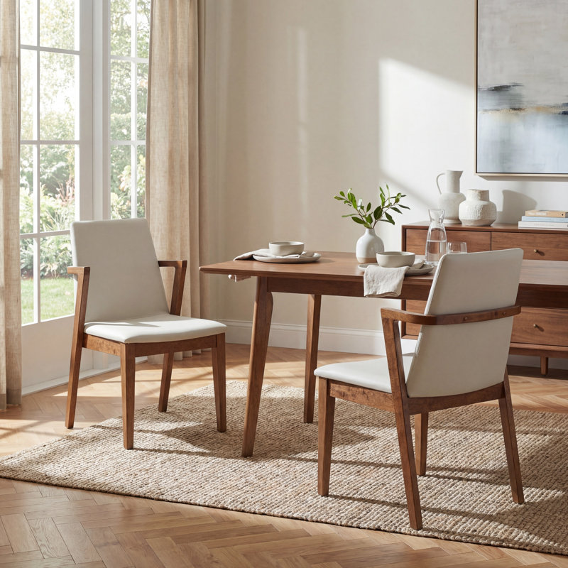 Fauteuils de salle à manger rembourrés Callan, Cuir PU beige