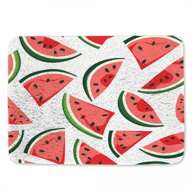 Watermelon Bath Mat Fruit Bathroom Decor Pop Art, 24" L x 17" W