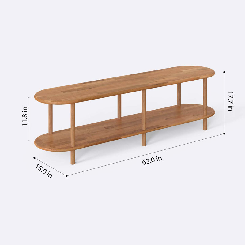 Malibu Solid Beech Wood TV Console, Minimalist Media Stand for Living Room