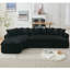 Grand canapé modulaire de 127 po, conception courbée élégante, mousse à haute résilience, dix coussins de dossier, canapé gauche en forme de L, aucun assemblage requis (tissu velours côtelé noir doux)-819052323