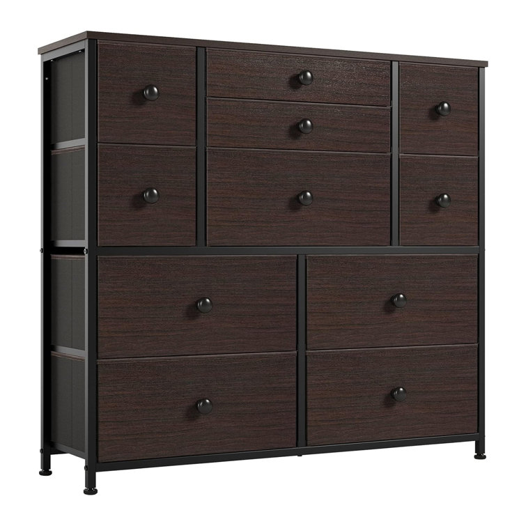 Ojaswi 9 Dresser, Chest of Drawers with Wide 39'', Easy-Pull Fabric & Wood  Dressers with Top