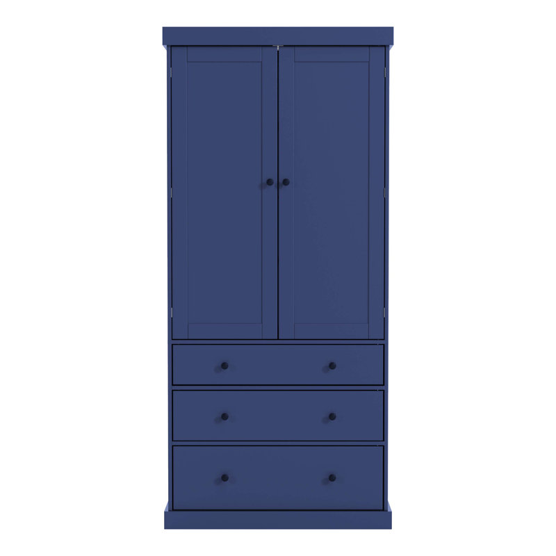 Armoire de rangement 77 po Farmhouse, armoire haute autoportante avec 3 tablettes réglables, 8 tablettes de porte, 3 tiroirs pour la cuisine, la salle à manger, bleu (SP000047)
