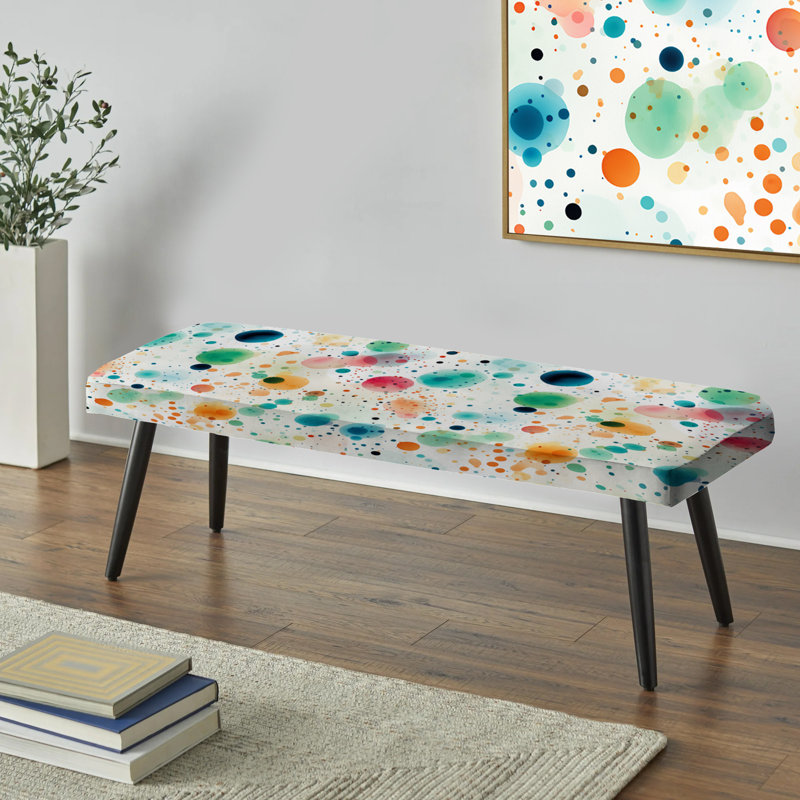 Watercolor Whirls Polka Dots Pattern - Polka Dots Upholstered Black Bench