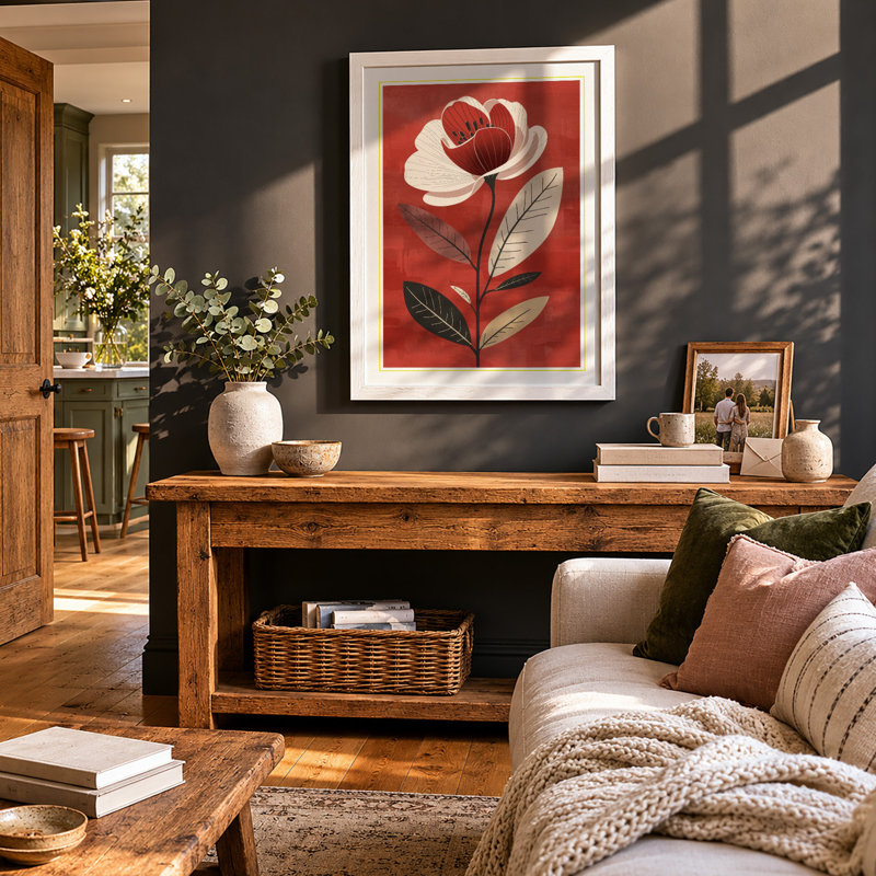 Geometric Study Botanical - Framed Print, A1 - 84.1 x 59.4 cm, White