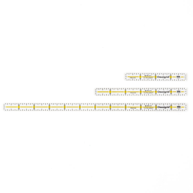 Omnigrid Marking Ruler Trio Set with Lengths 4", 6", 12"