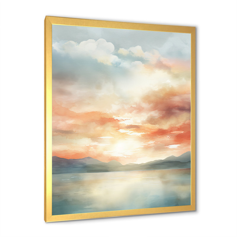 «Bold Sunset Coastal Horizon IV», reproduction sur toile, H 32 po x l 16 po x P 1 po, Encadrement doré