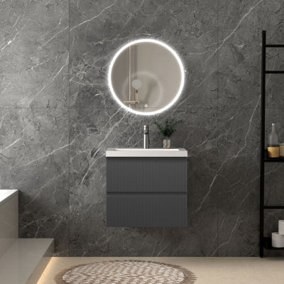 Wall Mounted Single Vanity with Integrated Resin Basin
