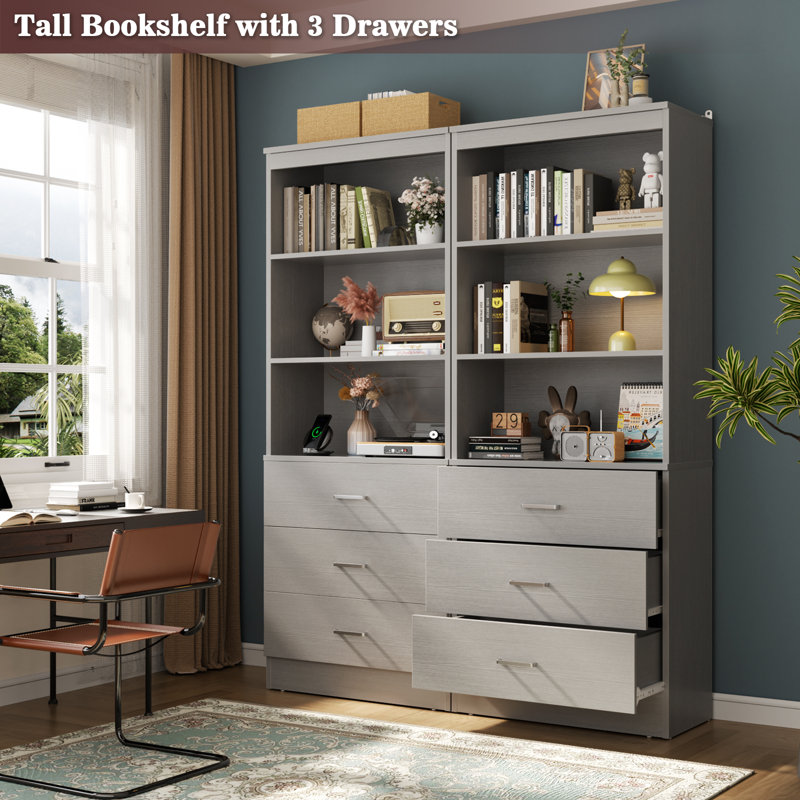 23.6" Closet System with Wooden Drawers, Gray